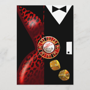 Invitation Réception De Mariage Art Déco Las Vegas   noir rou
