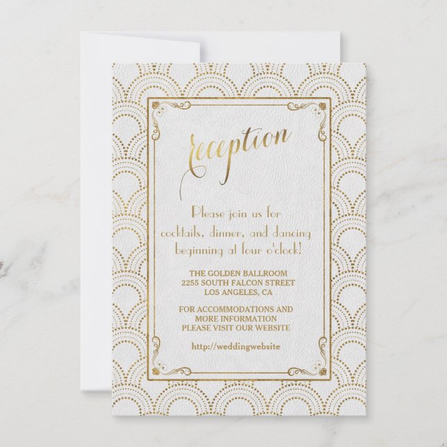Invitation Réception de mariage Art Déco Or Gatsby le Magnifi (Devant)