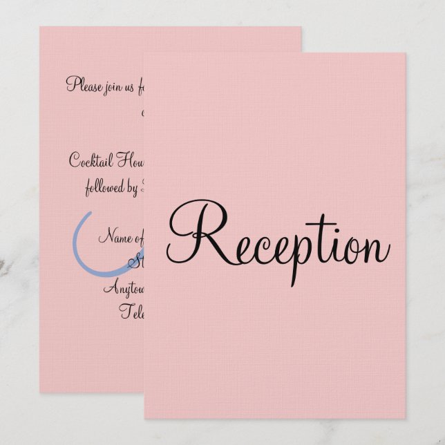 Invitation Réception de mariage au monogramme pastel rose et  (Devant / Derrière)