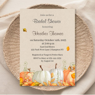Invitation Réception de mariage aux citrouilles aquarelles d'