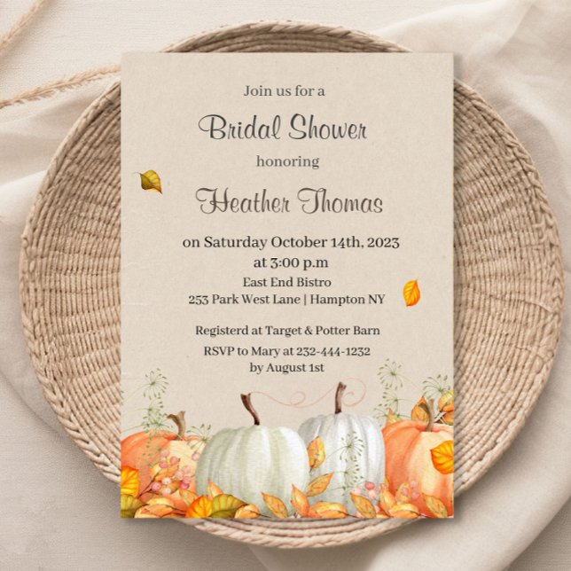 Invitation Réception de mariage aux citrouilles aquarelles d' (Créateur téléchargé)