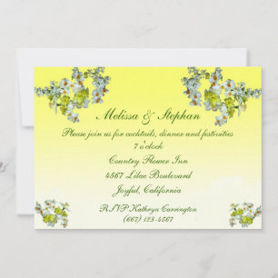 Invitation Réception de mariage aux fleurs jaunes