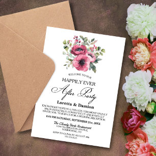 Invitation Réception de mariage aux fleurs roses pour toujour