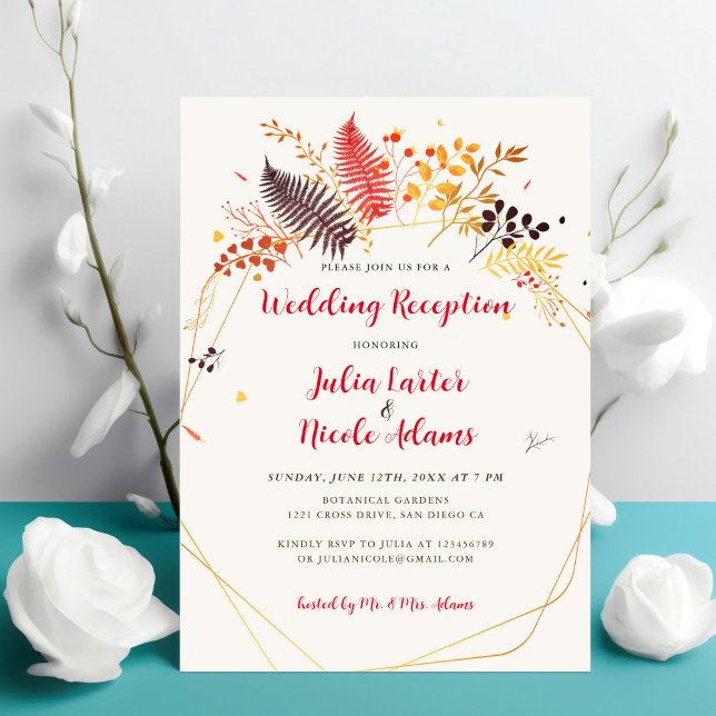 Invitation Réception de mariage aux fougères et champignons d (Créateur téléchargé)