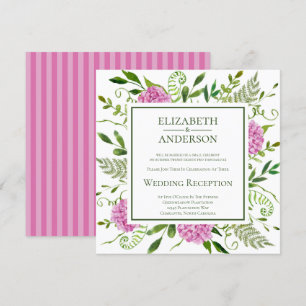 Invitation Réception de mariage aux hortensias roses