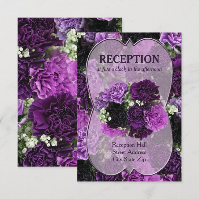 Invitation Réception de mariage aux oeillets de pourpre dégra (Devant / Derrière)