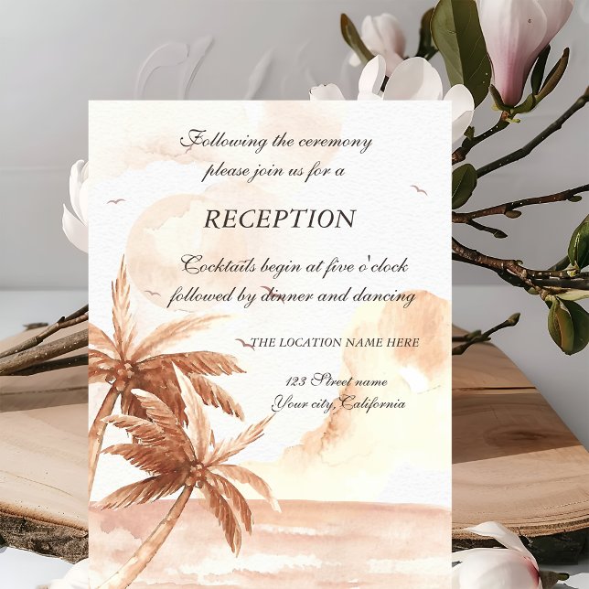 Invitation Réception de mariage aux palmiers tropicaux rustiq (Créateur téléchargé)
