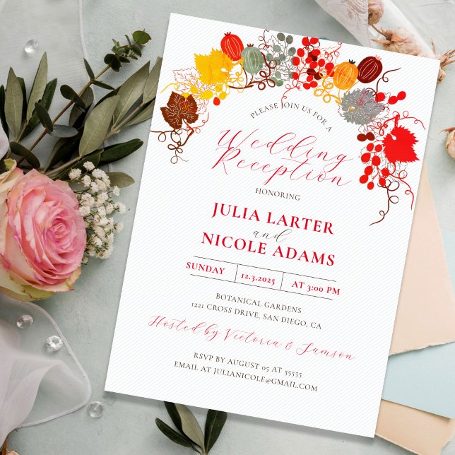 Invitation Réception de mariage aux raisins de baie sucrée fl (Créateur téléchargé)