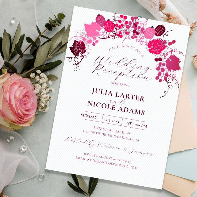 Invitation Réception de mariage aux raisins de baie sucrée fl (Créateur téléchargé)