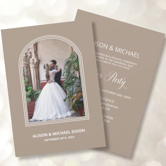 Invitation Réception de mariage avec arche beige sur mesure e (Créateur téléchargé)