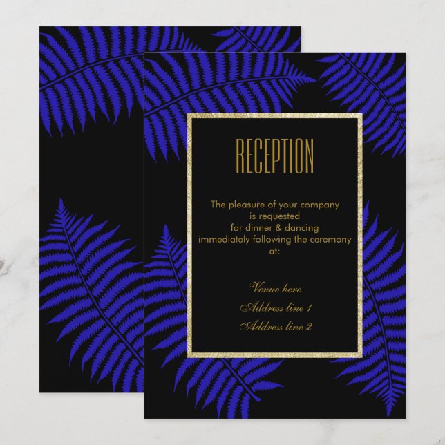 Invitation Réception de mariage avec beau bracken à feuilles  (Devant / Derrière)