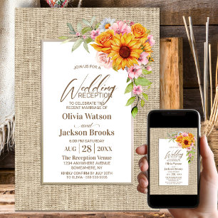 Invitation Réception de mariage avec bordure de toile de jute