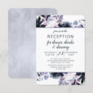 Invitation Réception de mariage avec cadre argenté et fleurs 