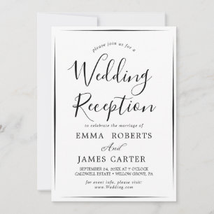 Invitation Réception de mariage avec calligraphie noire délic