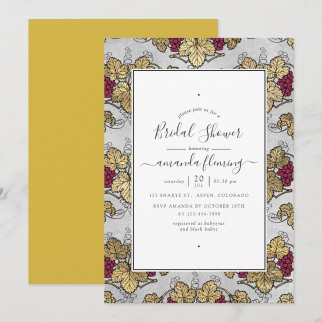 Invitation Réception de mariage avec dégustation de vin borde (Devant / Derrière)
