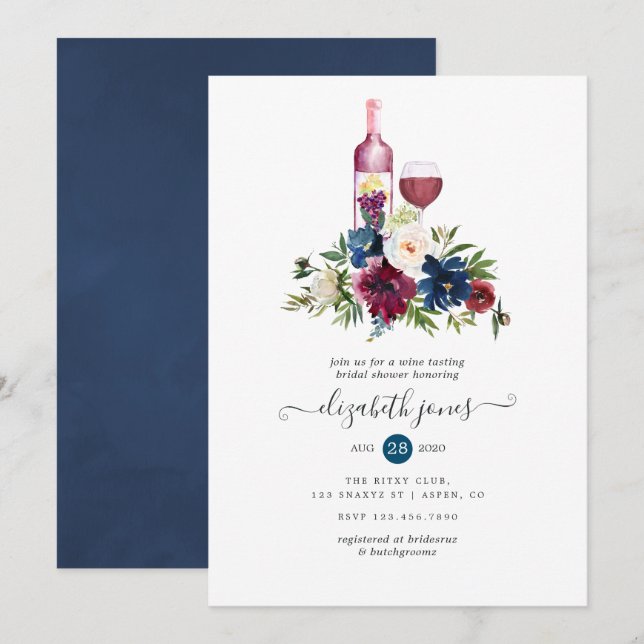 Invitation Réception de mariage avec dégustation de vins de B (Devant / Derrière)