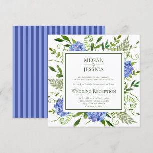 Invitation Réception de mariage avec des hortensias bleus