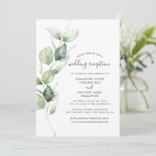 Invitation Réception de mariage avec feuillage de verdure d'e