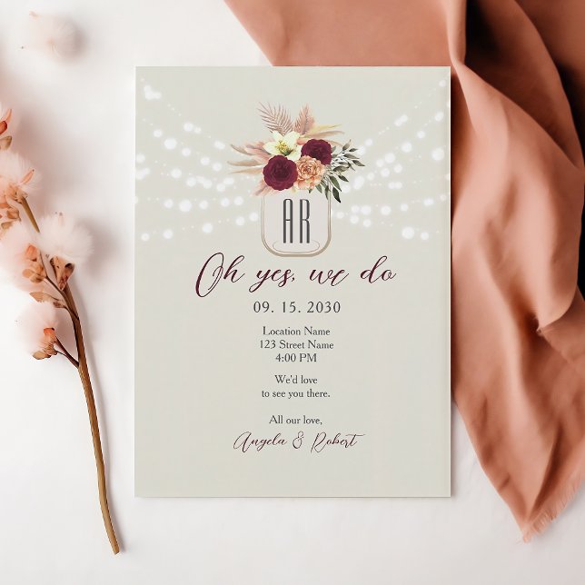 Invitation Réception de mariage avec fuite florale  (Créateur téléchargé)