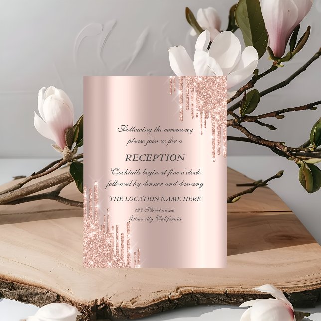 Invitation Réception de mariage avec gouttes de paillettes en (Créateur téléchargé)