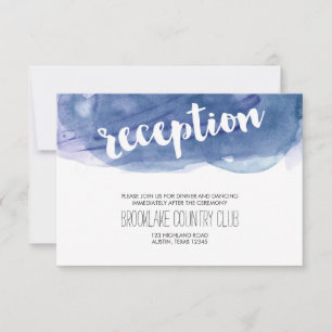 Invitation Réception de mariage avec lavis d'aquarelle bleue