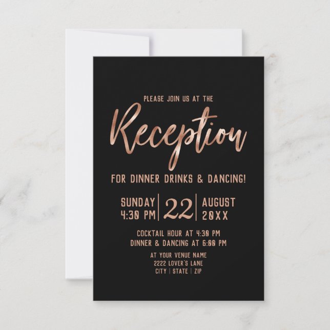 Invitation Réception de mariage avec typographie moderne en r (Devant)