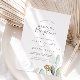 Invitation Réception de mariage avec verdure aérée et feuille