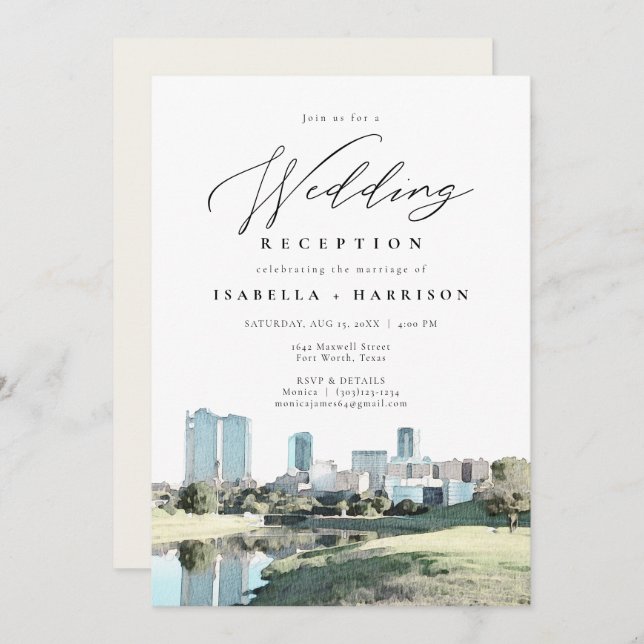 Invitation Réception de mariage avec vue sur la ville de Fort (Devant / Derrière)