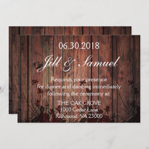 Invitation Réception de mariage Belle Faux Bois et dentelle