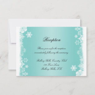 Invitation Réception de mariage bleu clair et blanc flocon de