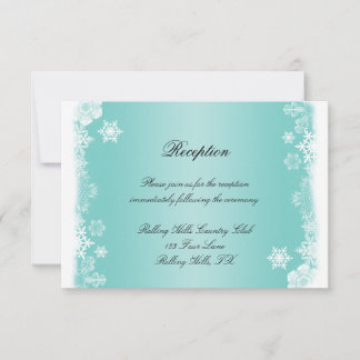 Invitation Réception de mariage bleu clair et blanc flocon de