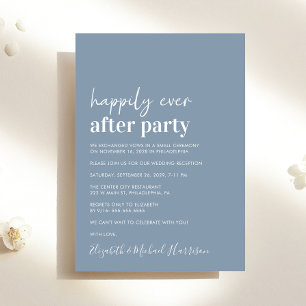 Invitation Réception de mariage bleu Dusty minimal moderne