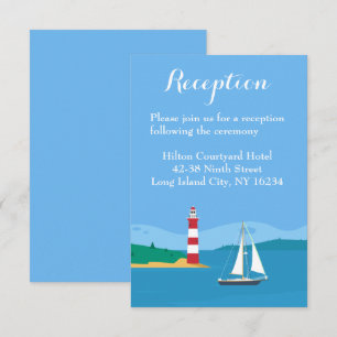 Invitation Réception de mariage bleu phare voilier plage