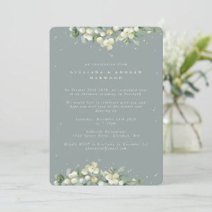 Invitation Réception de mariage Blue-Green Snowberry+Eucalypt