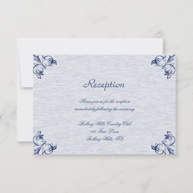 Invitation Réception de mariage Blue Vintage Elegance (Devant)