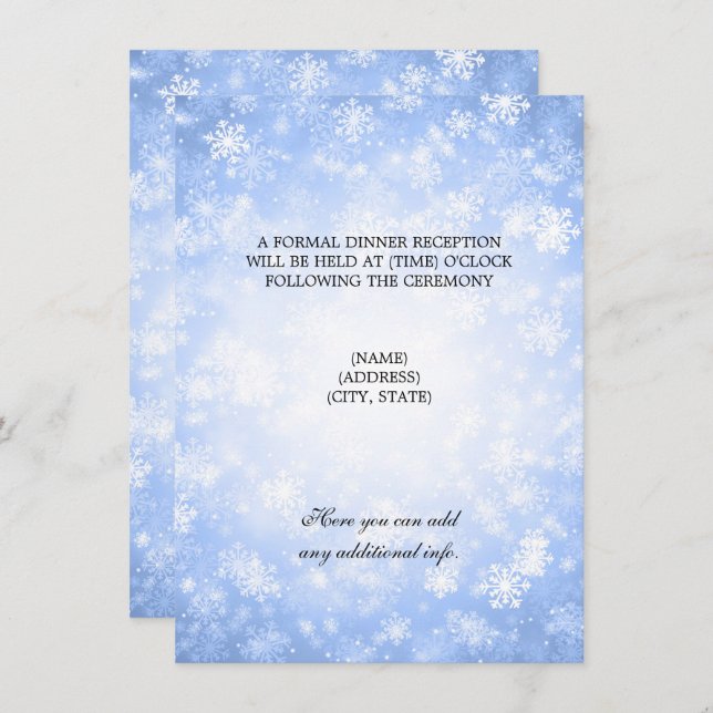 Invitation Réception de mariage Blue Winter Wonderland (Devant / Derrière)