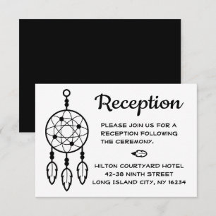 Invitation Réception de mariage bohème attrape-rêves noir bla