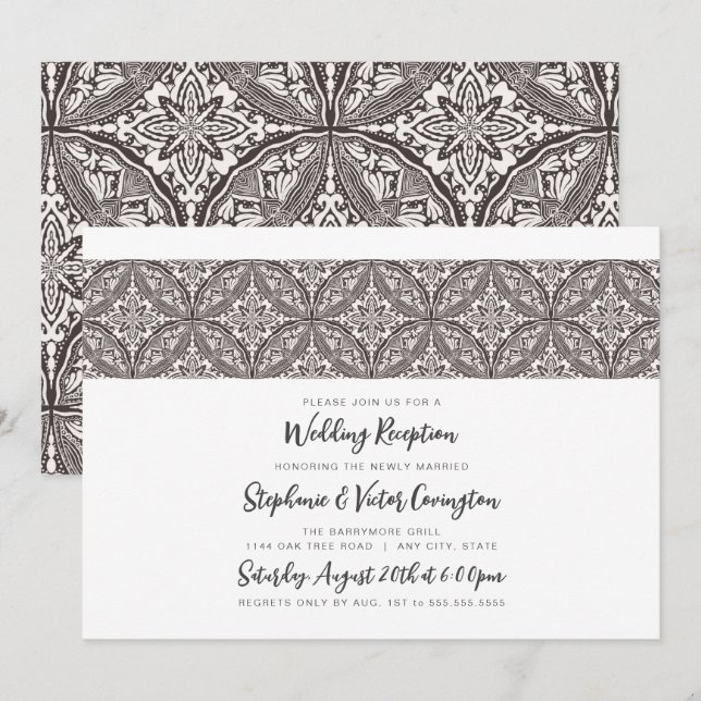 Invitation Réception de mariage Boho Medallion (Devant / Derrière)