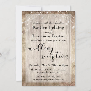 Invitation Réception de Mariage Bois Rustique Clair et Lumièr