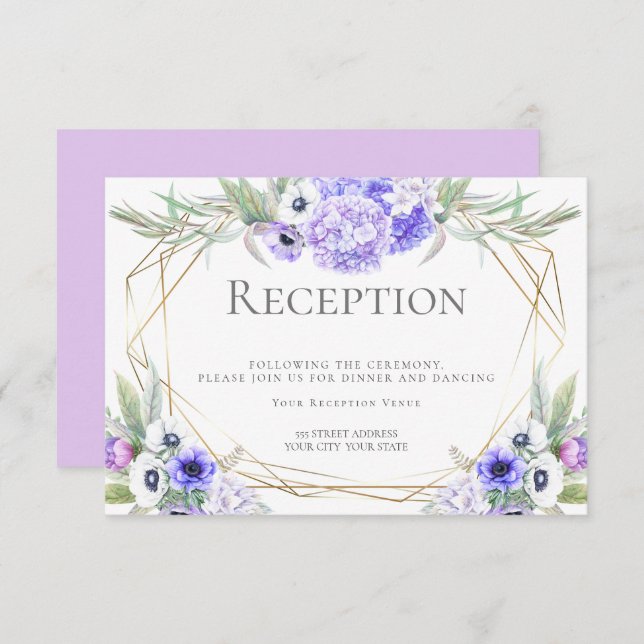 Invitation Réception de mariage | Bouquet floral d'anémone vi (Devant / Derrière)