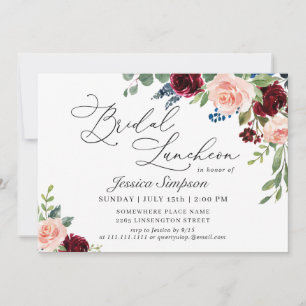 Invitation Réception de mariage Burgundy Navy Eucalyptus Rose