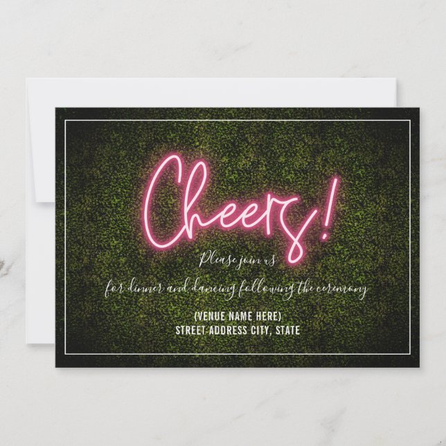 Invitation Réception de mariage Cheers  Neon Boxwood (Devant)