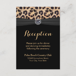 Invitation Réception de mariage chic diamant léopard lumineux