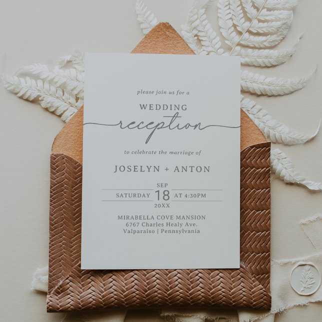 Invitation Réception de mariage chic gris calligraphie élégan (Créateur téléchargé)