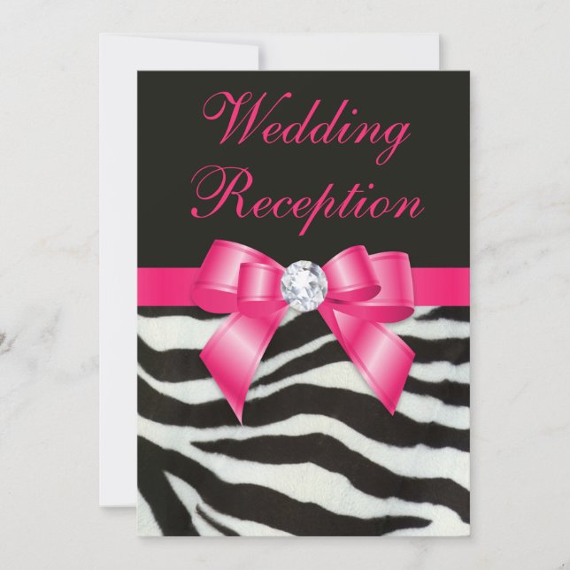 Invitation Réception De Mariage Chic Zebra Stripes Hot Pink B (Devant)