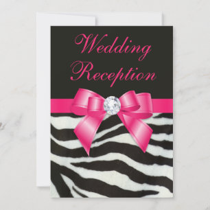 Invitation Réception De Mariage Chic Zebra Stripes Hot Pink B
