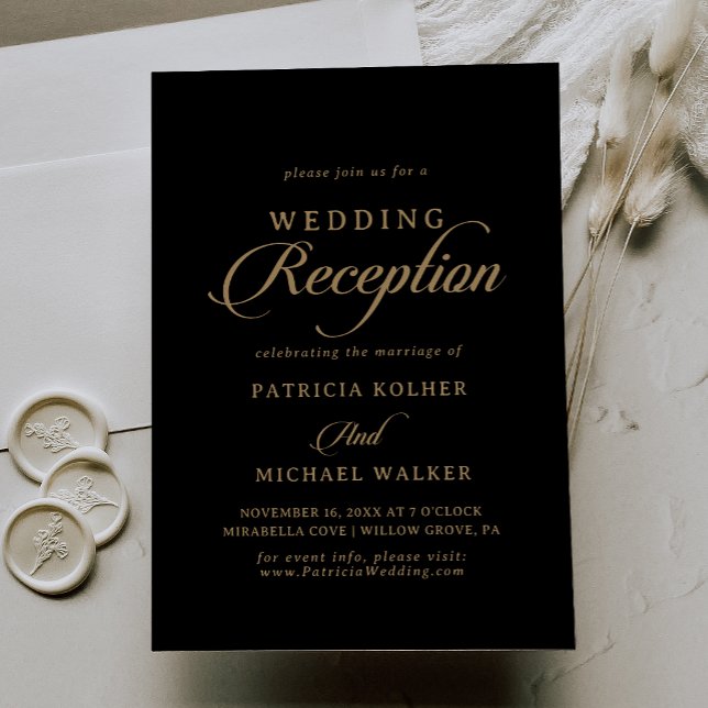 Invitation Réception de mariage classique noir et or (Créateur téléchargé)