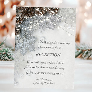 Invitation Réception de mariage Cônes de pin, flocons de neig
