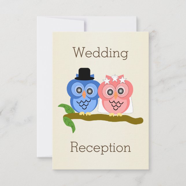 Invitation Réception de mariage couleur champagne par Owl Des (Devant)