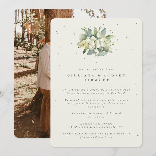 Invitation Réception de mariage Crème de Symphorine + Eucalyp (Devant / Derrière)